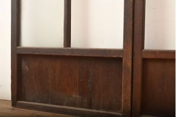 和製アンティーク　レトロな雰囲気がどこか懐かしい幅狭ガラス戸4枚セット(引き戸、建具)(R-048362)