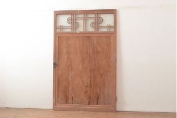 アンティーク建具　昭和中期　高級品!秋田杉一枚板と曲げ木のデザインが魅力の扉(ドア、建具)(R-048363)
