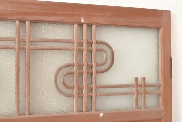 アンティーク建具　昭和中期　高級品!秋田杉一枚板と曲げ木のデザインが魅力の扉(ドア、建具)(R-048363)