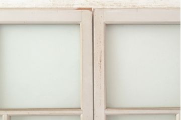 アンティーク建具　木の風合いとペイントの組み合わせが楽しめるガラス戸4枚セット(引き戸、建具)(R-048364)