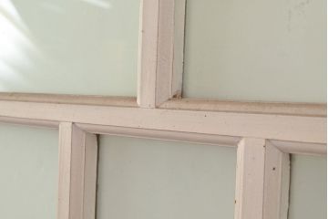 アンティーク建具　木の風合いとペイントの組み合わせが楽しめるガラス戸4枚セット(引き戸、建具)(R-048364)