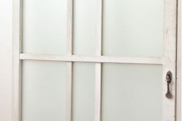 アンティーク建具　木の風合いとペイントの組み合わせが楽しめるガラス戸4枚セット(引き戸、建具)(R-048364)