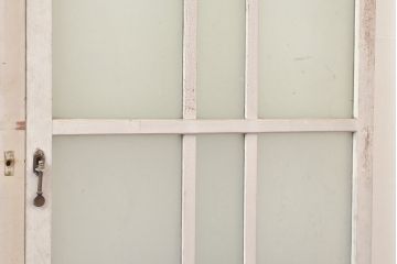 アンティーク建具　木の風合いとペイントの組み合わせが楽しめるガラス戸4枚セット(引き戸、建具)(R-048364)