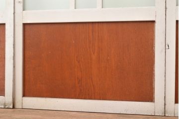 アンティーク建具　木の風合いとペイントの組み合わせが楽しめるガラス戸4枚セット(引き戸、建具)(R-048364)