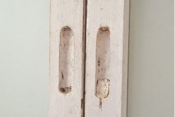 アンティーク建具　木の風合いとペイントの組み合わせが楽しめるガラス戸4枚セット(引き戸、建具)(R-048364)