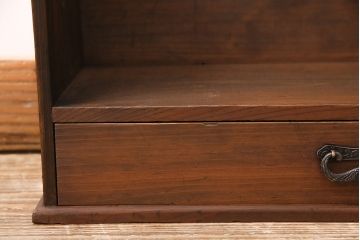 アンティーク雑貨　大正期　どこか懐かしさが漂うレトロな引き出し付きのブックスタンド(本立て)(R-048370)