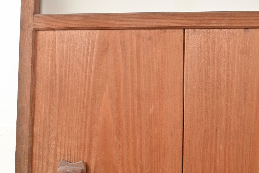 ヴィンテージ建具　昭和中期　窓ガラス付きのレトロな木製扉1枚　(R-048372)