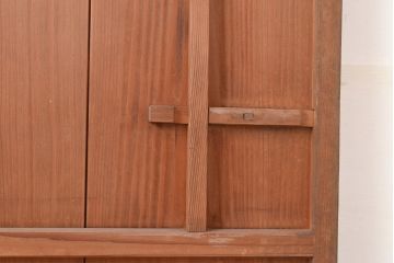 ヴィンテージ建具　昭和中期　窓ガラス付きのレトロな木製扉1枚　(R-048372)