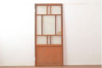 アンティーク建具　銀モールガラス入り　温かみのある雰囲気が魅力のレトロなガラス扉(ドア)(R-048373)