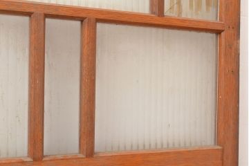 アンティーク建具　銀モールガラス入り　温かみのある雰囲気が魅力のレトロなガラス扉(ドア)(R-048373)