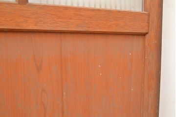 アンティーク建具　銀モールガラス入り　温かみのある雰囲気が魅力のレトロなガラス扉(ドア)(R-048373)