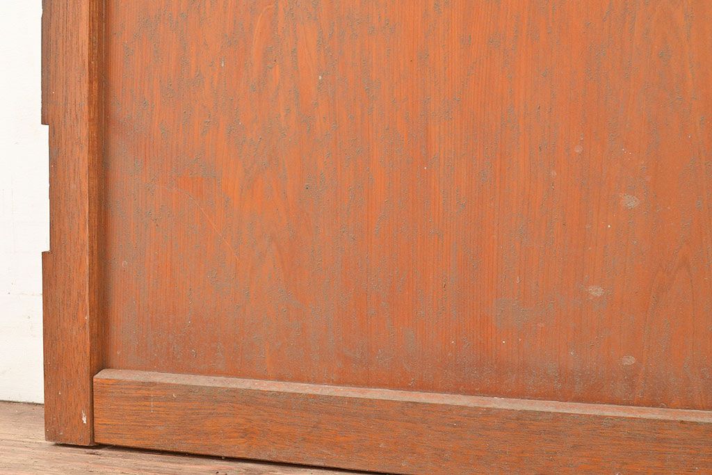 アンティーク建具　銀モールガラス入り　温かみのある雰囲気が魅力のレトロなガラス扉(ドア)(R-048373)