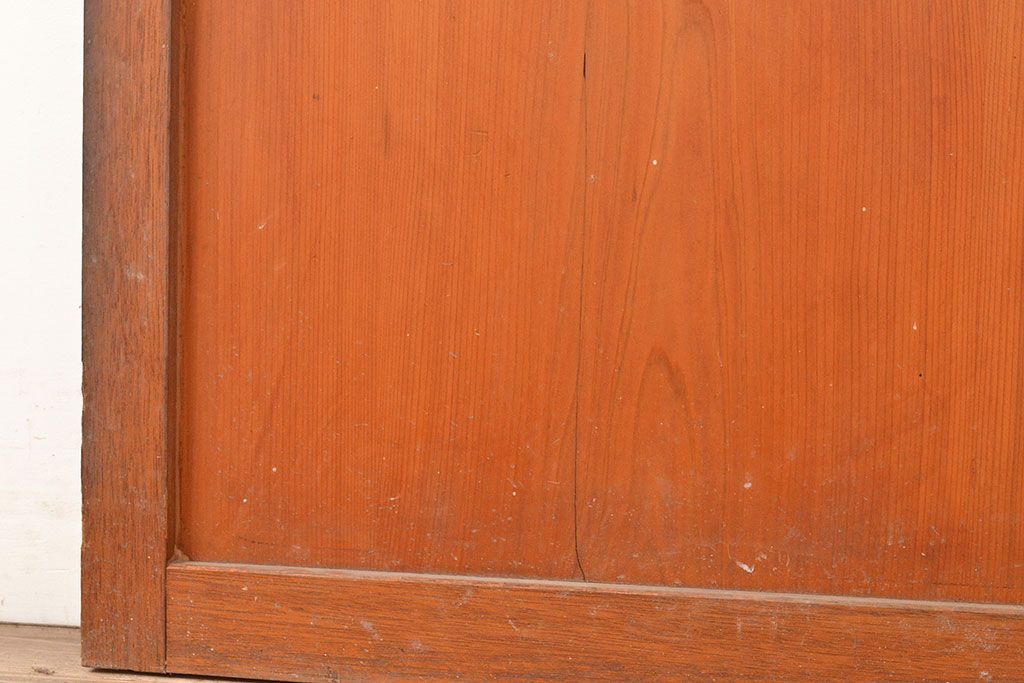 アンティーク建具　銀モールガラス入り　温かみのある雰囲気が魅力のレトロなガラス扉(ドア)(R-048373)