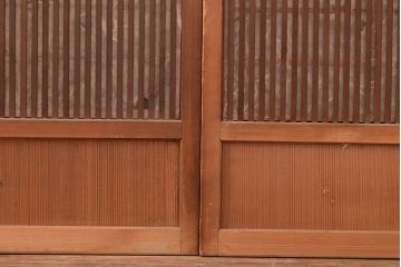 和製アンティーク　和モダンな空間作りにおすすめの裏障子付き格子戸4枚セット(建具、引き戸)(R-048374)