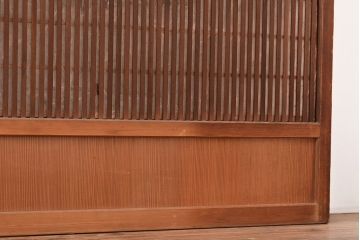 和製アンティーク　和モダンな空間作りにおすすめの裏障子付き格子戸4枚セット(建具、引き戸)(R-048374)