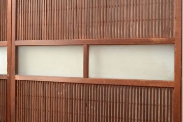 和製アンティーク　和モダンな空間作りにおすすめの裏障子付き格子戸4枚セット(建具、引き戸)(R-048374)