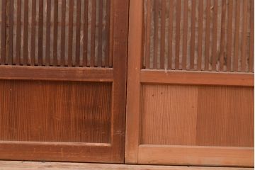 和製アンティーク　和モダンな空間作りにおすすめの裏障子付き格子戸4枚セット(建具、引き戸)(R-048374)