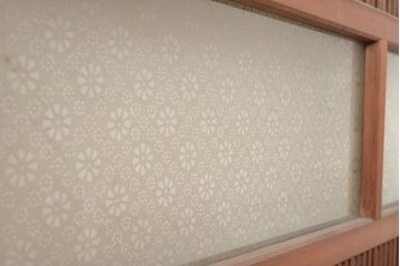 和製アンティーク　和モダンな空間作りにおすすめの裏障子付き格子戸4枚セット(建具、引き戸)(R-048374)