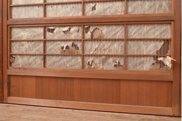 和製アンティーク　和モダンな空間作りにおすすめの裏障子付き格子戸4枚セット(建具、引き戸)(R-048374)