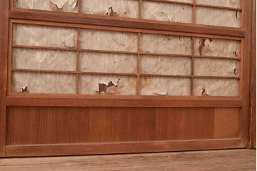 和製アンティーク　和モダンな空間作りにおすすめの裏障子付き格子戸4枚セット(建具、引き戸)(R-048374)