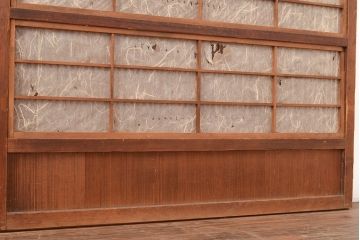 和製アンティーク　和モダンな空間作りにおすすめの裏障子付き格子戸4枚セット(建具、引き戸)(R-048374)