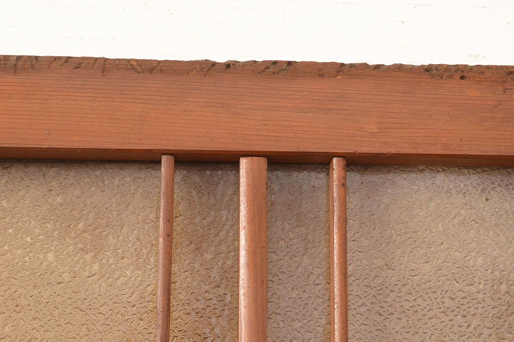 和製アンティーク　くっきりとした木目が味わい深いガラス戸2枚セット(引き戸、建具)(R-048377)