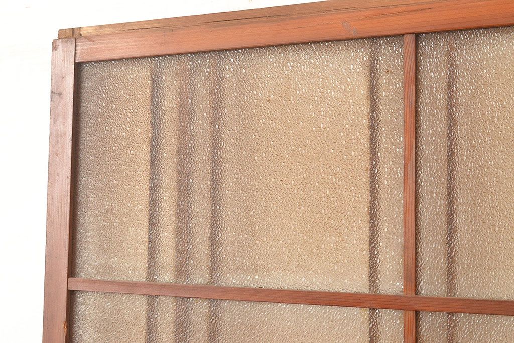 和製アンティーク　くっきりとした木目が味わい深いガラス戸2枚セット(引き戸、建具)(R-048377)