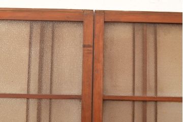 和製アンティーク　くっきりとした木目が味わい深いガラス戸2枚セット(引き戸、建具)(R-048377)