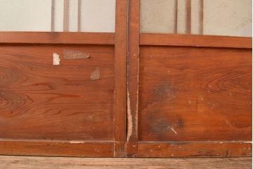 和製アンティーク　くっきりとした木目が味わい深いガラス戸2枚セット(引き戸、建具)(R-048377)