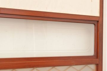 アンティーク建具　組子細工がお洒落な、和の風情たっぷりの障子戸2枚セット(引き戸、建具)(R-048378)