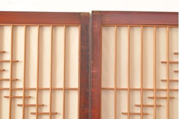 アンティーク建具　組子細工がお洒落な、和の風情たっぷりの障子戸2枚セット(引き戸、建具)(R-048378)
