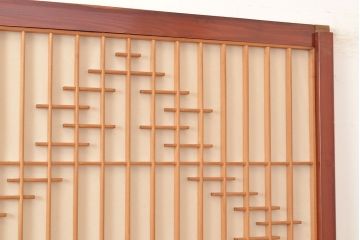 アンティーク建具　組子細工がお洒落な、和の風情たっぷりの障子戸2枚セット(引き戸、建具)(R-048378)