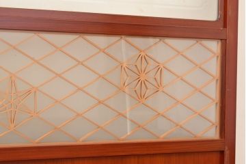 アンティーク建具　組子細工がお洒落な、和の風情たっぷりの障子戸2枚セット(引き戸、建具)(R-048378)