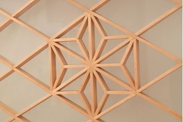 アンティーク建具　組子細工がお洒落な、和の風情たっぷりの障子戸2枚セット(引き戸、建具)(R-048378)