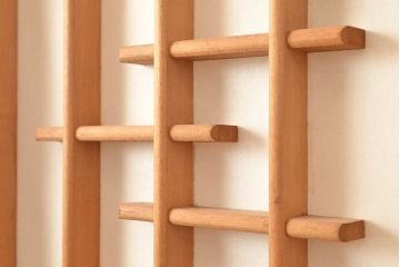 アンティーク建具　組子細工がお洒落な、和の風情たっぷりの障子戸2枚セット(引き戸、建具)(R-048378)