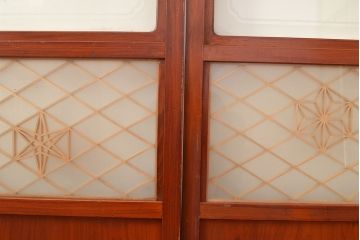 アンティーク建具　組子細工がお洒落な、和の風情たっぷりの障子戸2枚セット(引き戸、建具)(R-048378)
