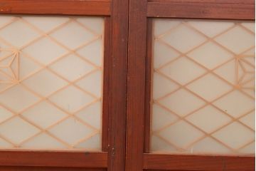 アンティーク建具　組子細工がお洒落な、和の風情たっぷりの障子戸2枚セット(引き戸、建具)(R-048379)