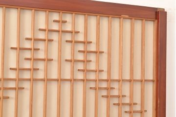 アンティーク建具　組子細工がお洒落な、和の風情たっぷりの障子戸2枚セット(引き戸、建具)(R-048379)