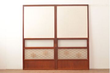 アンティーク建具　組子細工がお洒落な、和の風情たっぷりの障子戸2枚セット(引き戸、建具)(R-048379)
