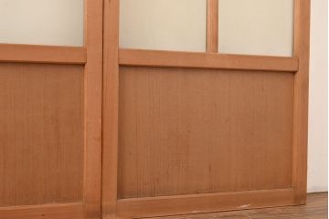 ヴィンテージ建具　昭和中期　幅の狭いつくりが珍しいすりガラス戸4枚セット　(R-048380)