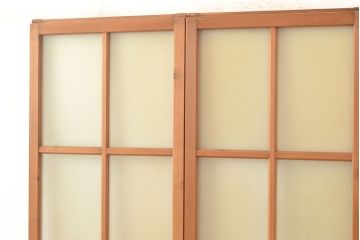 ヴィンテージ建具　昭和中期　幅の狭いつくりが珍しいすりガラス戸4枚セット　(R-048380)