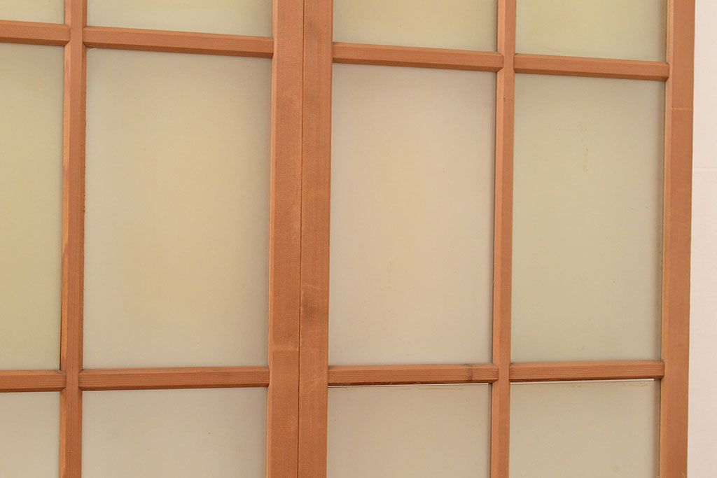 ヴィンテージ建具　昭和中期　幅の狭いつくりが珍しいすりガラス戸4枚セット　(R-048380)