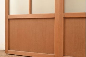 ヴィンテージ建具　昭和中期　幅の狭いつくりが珍しいすりガラス戸4枚セット　(R-048380)