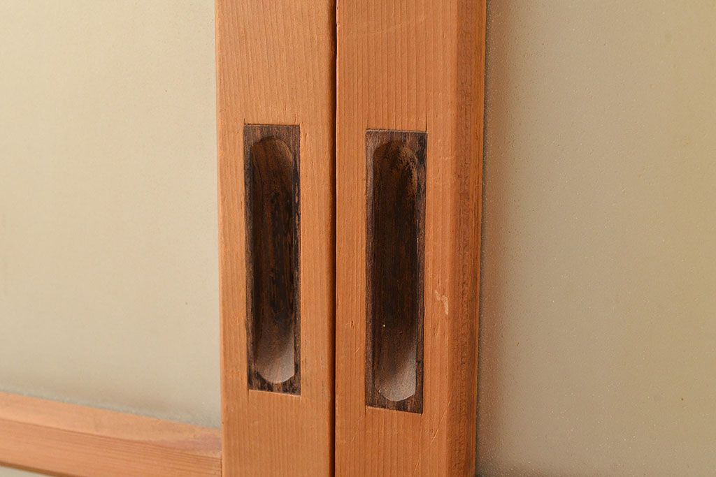 ヴィンテージ建具　昭和中期　幅の狭いつくりが珍しいすりガラス戸4枚セット　(R-048380)