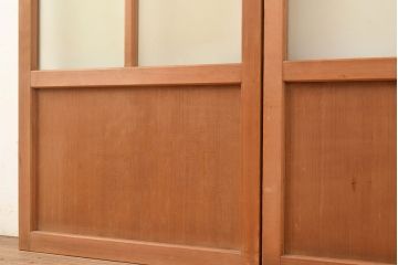アンティーク建具　幅の狭いつくりが珍しいすりガラス戸4枚セット(引き戸、建具)(R-048380)