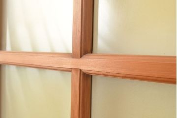 アンティーク建具　幅の狭いつくりが珍しいすりガラス戸4枚セット(引き戸、建具)(R-048380)