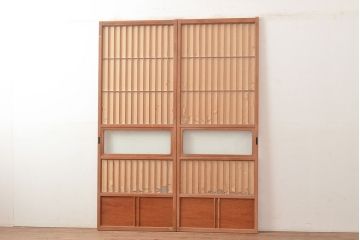 アンティーク建具　和の情緒溢れる障子戸2枚セット(引き戸、建具)(R-048395)