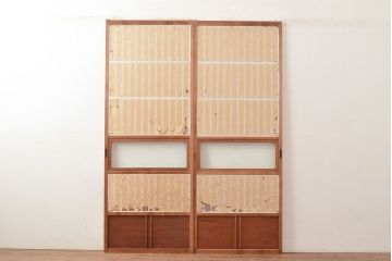 アンティーク建具　和の情緒溢れる障子戸2枚セット(引き戸、建具)(R-048395)