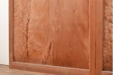 和製アンティーク　高級品　存在感のある木目が魅力!杉材一枚板を贅沢に使用した、ダイヤガラス入りの引き戸4枚セット(建具)(R-048396)