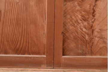 和製アンティーク　高級品　存在感のある木目が魅力!杉材一枚板を贅沢に使用した、ダイヤガラス入りの引き戸4枚セット(建具)(R-048396)